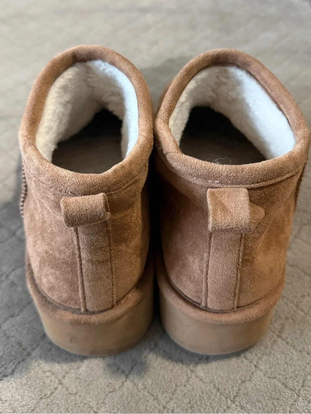 Madden Girl Tan Faux-Fur Lined Platform Ankle Boots